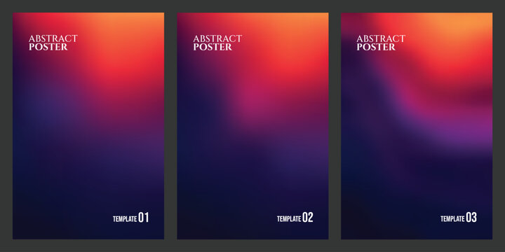 Futuristic abstract backgrounds gradient waves posters with blurred backgrounds for modern design