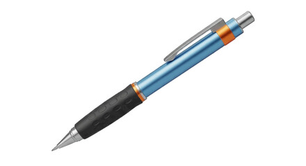 Fototapeta premium Vector illustration&nbsp;of mechanical pencil with blue metallic body and black rubber grip on a transparent background