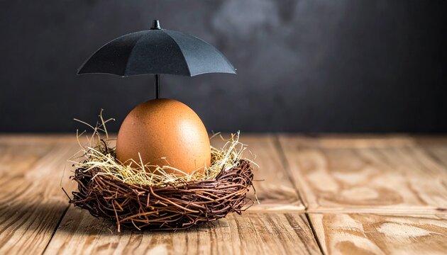 Egg in Nest with Umbrella