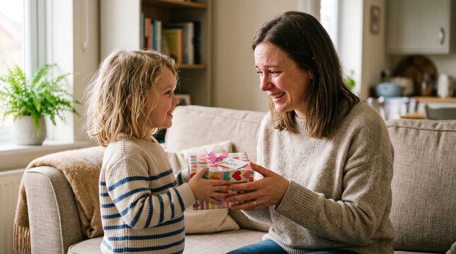 mother receiving surprise gift