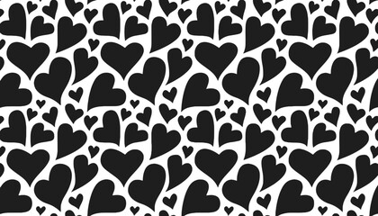 Fototapeta premium Heart icon set with black silhouettes on a white background