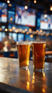 Two beers on the bar