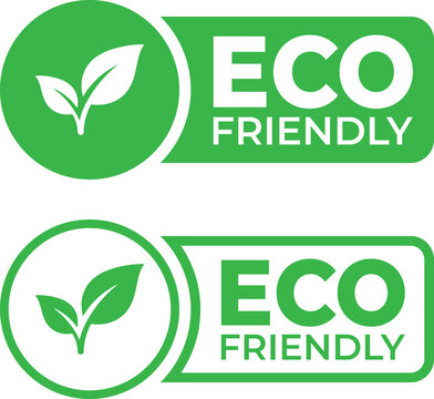 Eco Friendly Badge Logo Vector Green Leaf Sustainable Label Organic Nature Icon Set