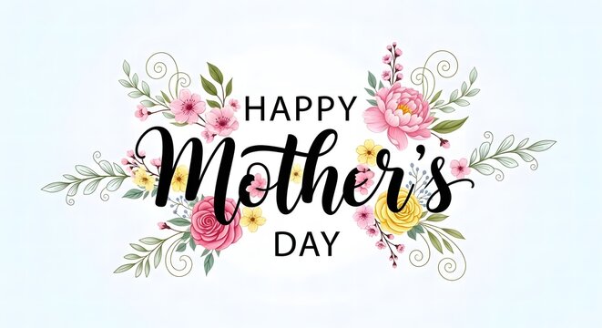 Happy mother's day beautiful floral card for celebrating mom showing love