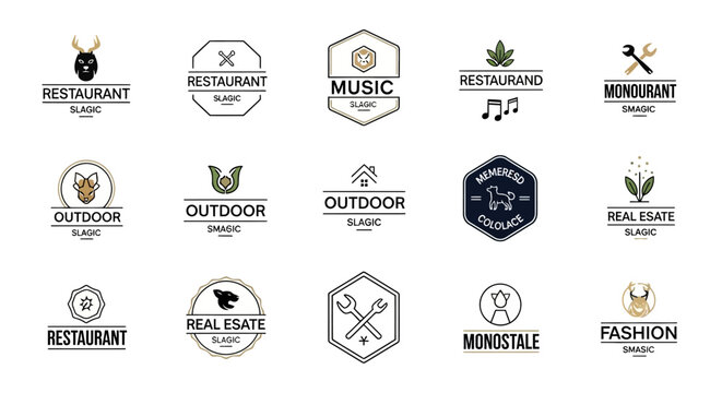 Collection of Diverse Emblematic Logos for Various Industries.