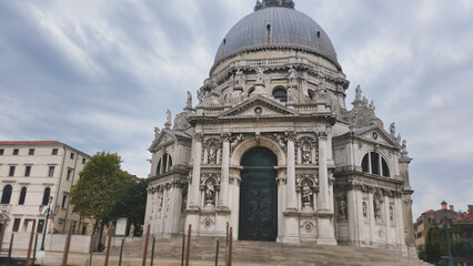 The grand Baroque facade and massive dome of the Basilica di Santa Maria della Salute in Venice © Tsyb Oleh