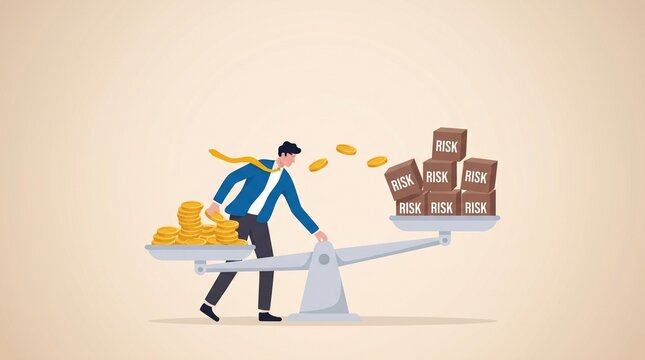 Businessman strategically balancing financial assets against the weight of tax obligations on a scale, symbolizing the constant challenge of wealth management and fiscal responsibility