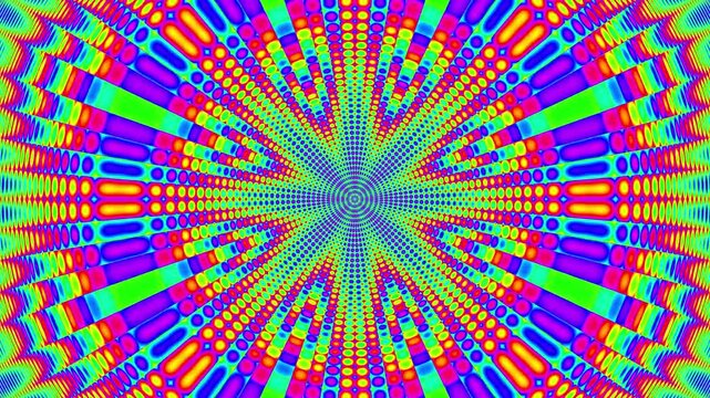 Hypnotic Halftone Moire Pattern with Vibrant Neon Dots
