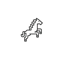 Fototapeta premium Majestic Rearing Stallion Pixel Art Silhouette Black and White Vector Graphic