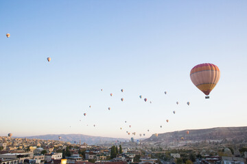 beautiful scenery flight of balloons in the mountains of Cappadocia in love valley © Nataliya