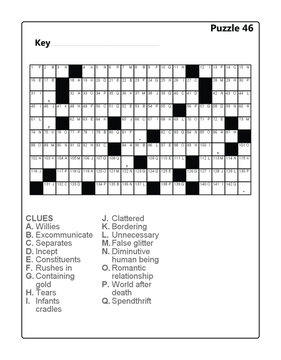 Printable Acrostic Puzzle Sheet with Word Clues for Mind Games and Education Acrostic Vol 3 Puzzle 46