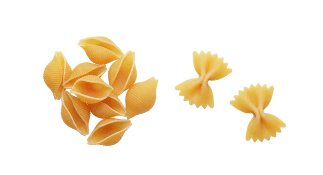 Vector illustration&nbsp;of conchiglie and farfalle pasta shapes on a transparent background
