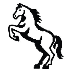 Fototapeta premium Wild Mustang Rearing Silhouette Pixel Art Vector Minimalist Illustration