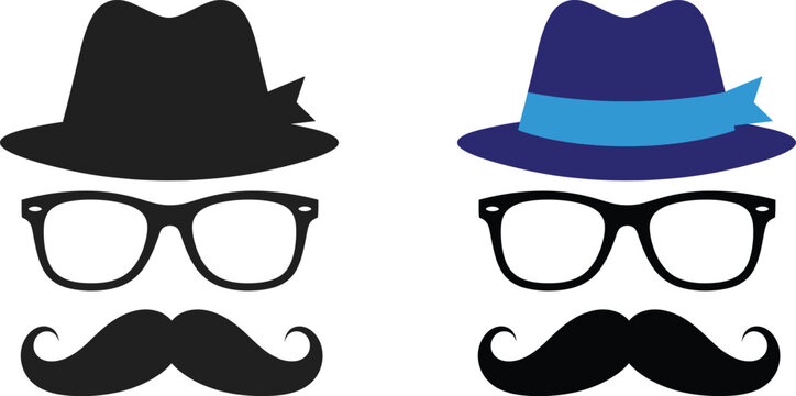 Happy fathers day to dad papa stylish hats mustaches glasses celebrate fatherhood