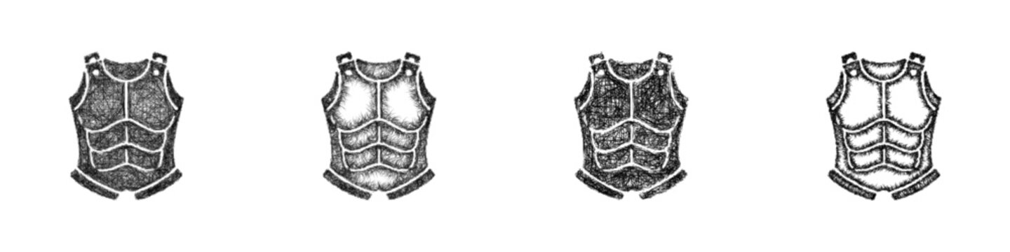 Sketch cuirass icon design set