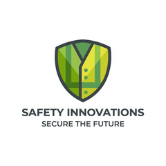 Obraz premium This logo design features a stylized shield and jacket, embodying the essence of safety and innovation. It represents a forward-thinking approach to security branding.