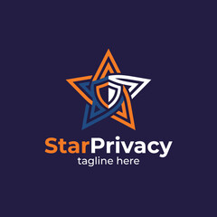 Fototapeta premium This logo features a striking star design combined with a shield, representing both security and innovation, perfect for a brand focusing on privacy solutions.