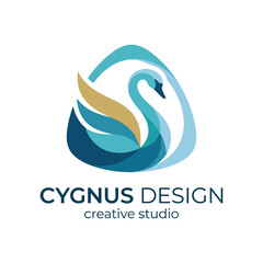 Fototapeta premium An elegant swan logo showcasing fluid shapes and colors, representing beauty and creativity, ideal for a design studio focused on artistic and premium branding.