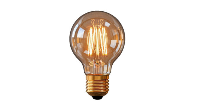 Vector illustration&nbsp;of vintage edison led light bulb with glowing filaments on a transparent background
