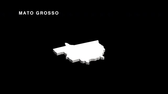 Mato grosso state of brazil map animation on black background