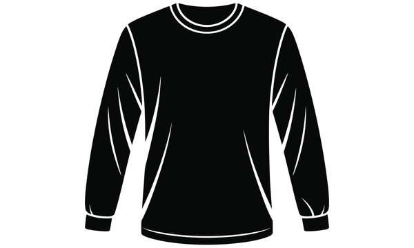 Black long sleeve shirt with white outline isolated on white background