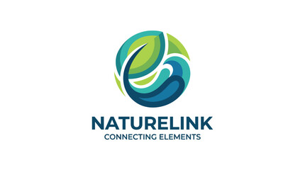Fototapeta premium A dynamic logo design symbolizing connections within nature, featuring intertwined leaves and water elements, suitable for eco-friendly brands or environmental organizations.