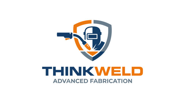 This logo showcases a welder silhouette and welding torch within a badge, symbolizing protection and professionalism in advanced fabrication services for industries and crafts.