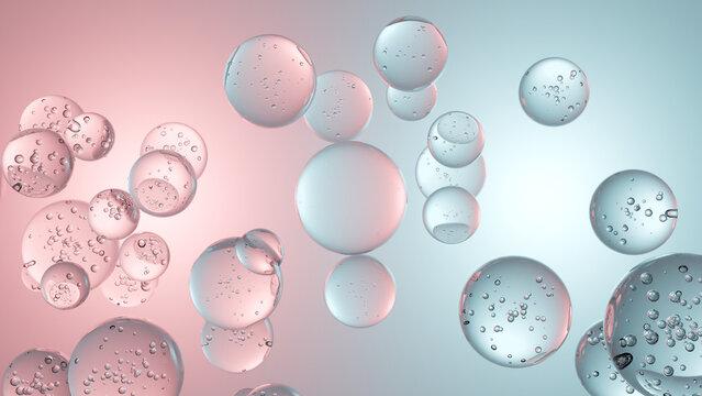 Scattered Rose Quartz and Seafoam Green Floating Bubbles