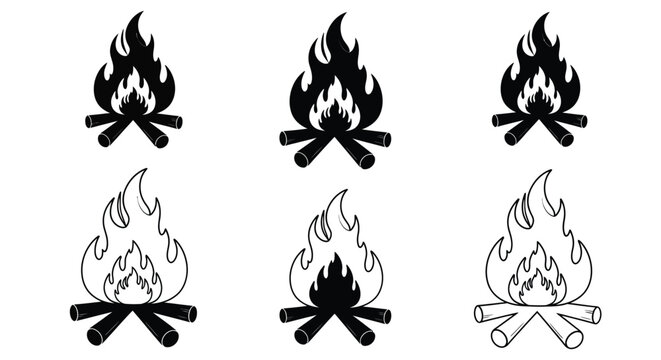 Several black fire designs with logs a striking silhouette