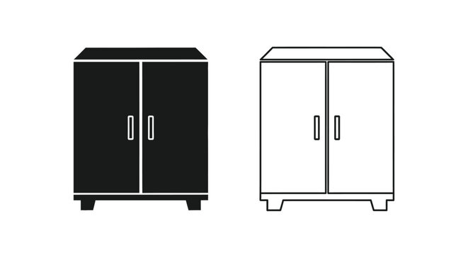 Two black and white wardrobe outlines present a stark contrast silhouette