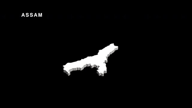 Assam state of india 3d map animation