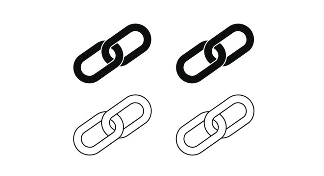 Four interlocking chain links depicted in black and white silhouette