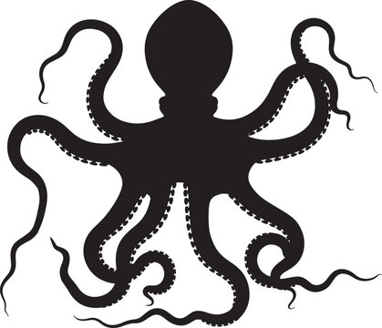 Black silhouette of an octopus with eight tentacles