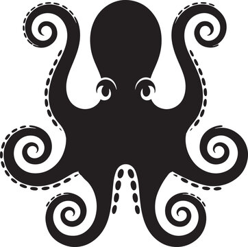 Octopus graphic illustration with curled tentacles