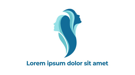 Obraz premium A sophisticated logo representing femininity and elegance, illustrated through flowing hair silhouettes, perfect for beauty, fashion, or wellness brands focusing on women.