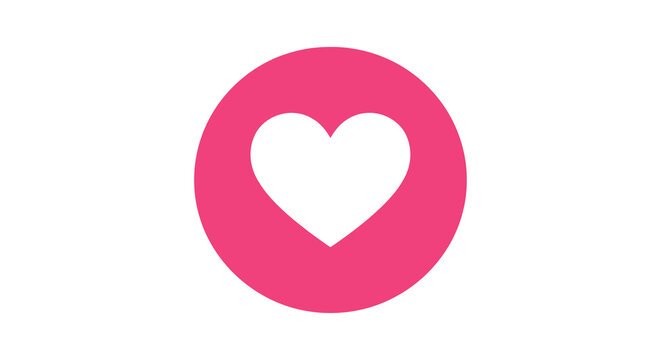 A vibrant pink circle contains a white heart shape in the center