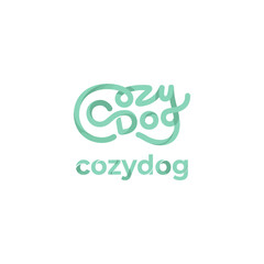 Naklejka premium A fun, whimsical logo featuring a stylized dog design with playful typography, perfect for pet brands aimed at creating a warm, inviting atmosphere for dog lovers.