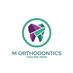 Fototapeta premium The logo creatively represents orthodontic services with a vibrant tooth design, emphasizing care, health, and confidence, making it ideal for family-friendly dental practices.