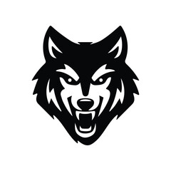 Fototapeta premium Aggressive Wolf Head Logo Roaring Predator Minimal Black Vector