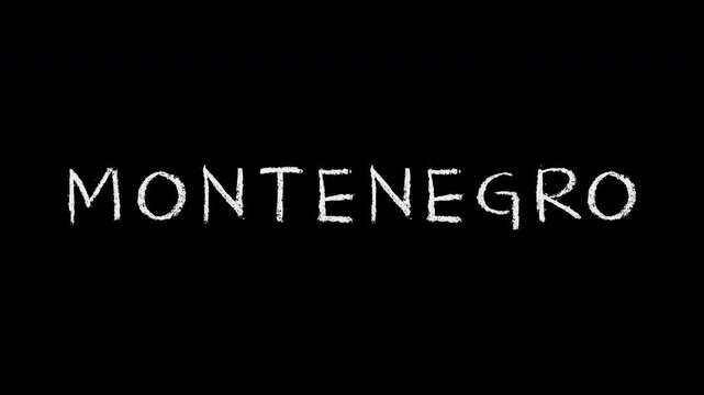 Montenegro word writing with chalk animation