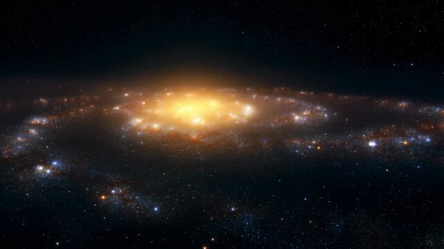 Stunning view of a spiral galaxy with bright core and twinkling stars. A mesmerizing representation of the vastness and beauty of the universe