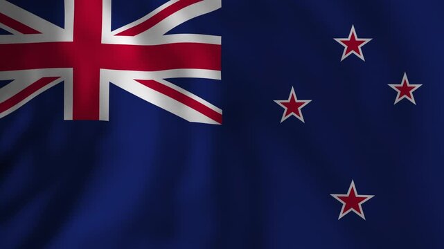 Waving national flag of new zealand fabric background