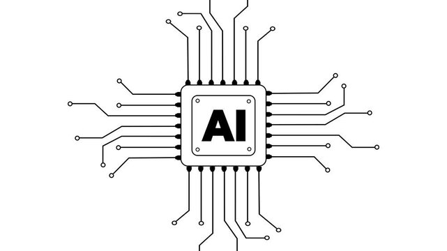 Abstract electronic circuit board with luminous connections and a bright central light, symbolizing data flow and connectivity. Perfect for themes of innovation, AI, and digital ...