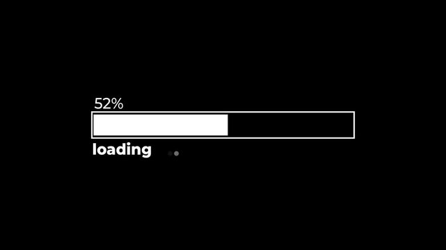 The white data loading bar indicates animation,alpha channel.Pixel loading bar Animation video 4k