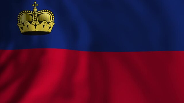 Liechtenstein national flag waving in the wind