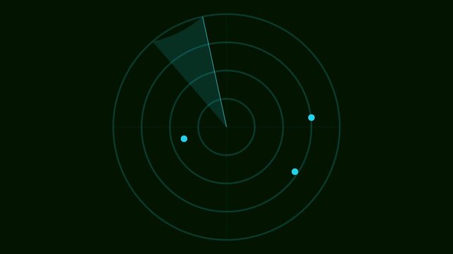 Digital sonar radar interface with rotating scanning sweep and blips