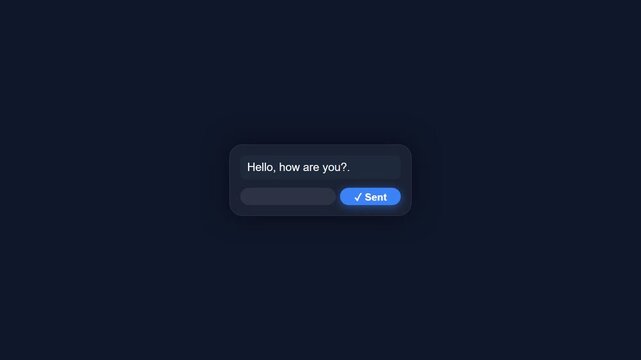 Typing hello message and clicking send on dark interface