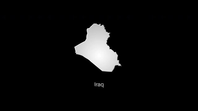 Iraq digital map animation with glowing particles