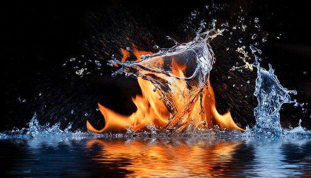a stunning image of water colliding with a burning flame