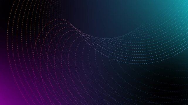 Prostrate smooth flowing abstract curved line motion with colorful circles and geometric shapes video